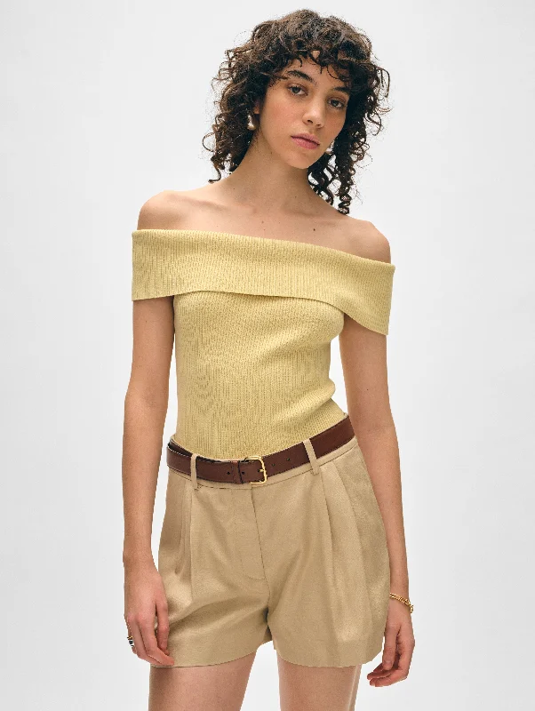 Organic Cotton Ribbed Off The Shoulder Top