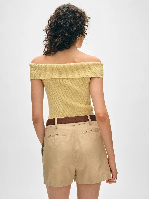 Organic Cotton Ribbed Off The Shoulder Top