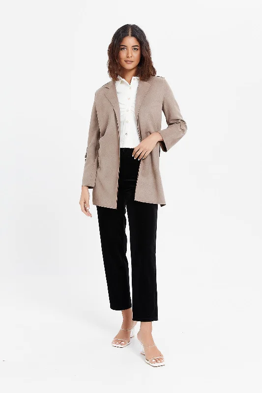 Women Taupe Plain Jacket