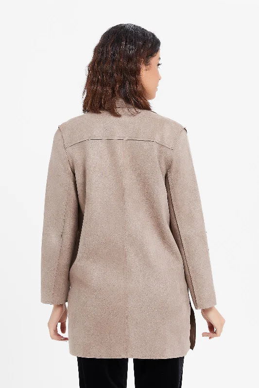 Women Taupe Plain Jacket