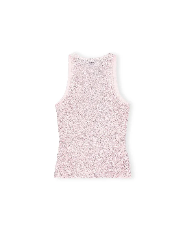 3D Sequins Top - Mauve Chalk / Black