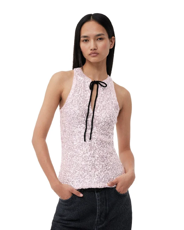 3D Sequins Top - Mauve Chalk / Black