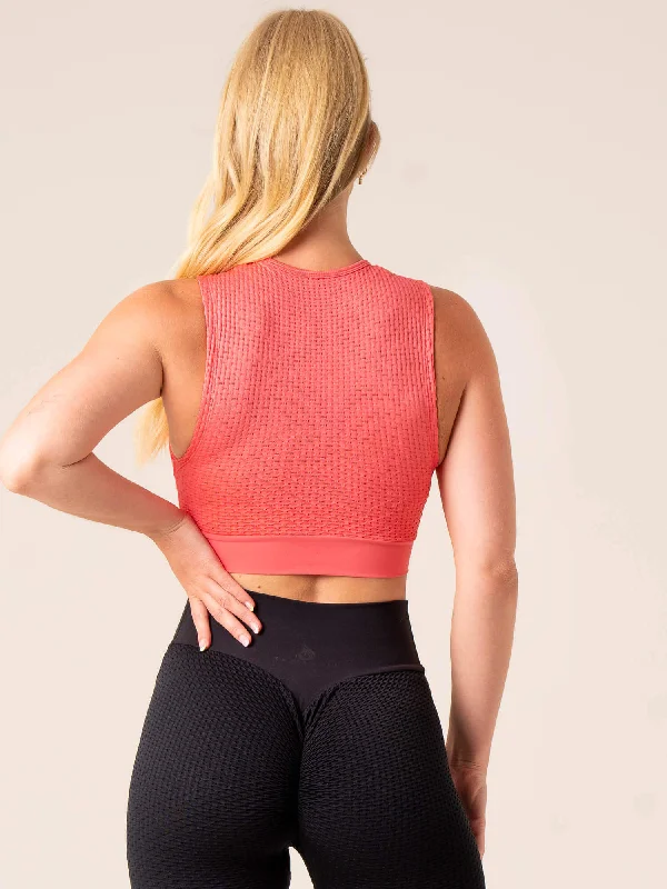 Honeycomb Seamless Tank - Coral Pink