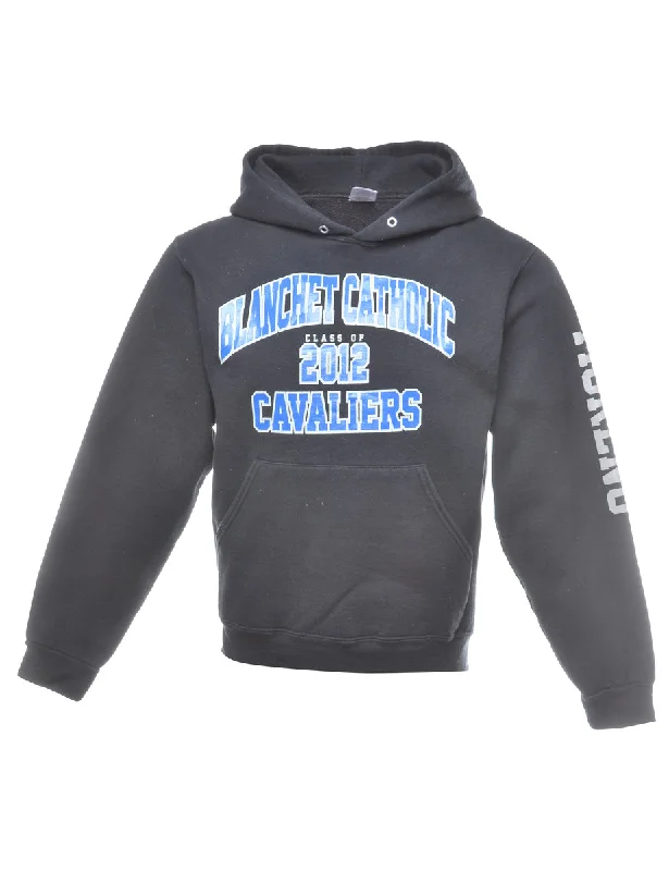 Black & Blue Printed Hoodie - S