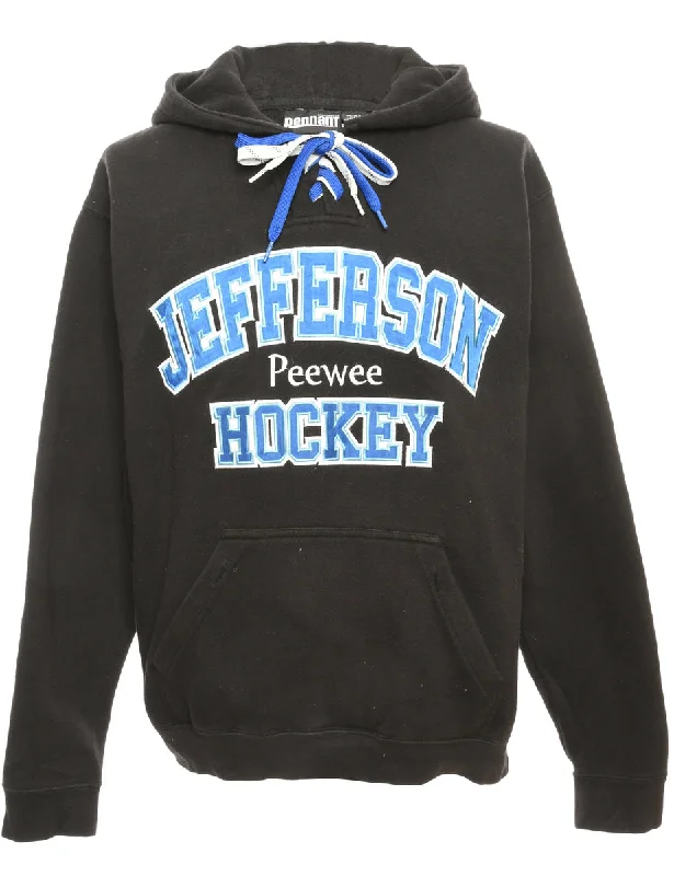 Hockey Black Hooded Sports Sweatshirt - S