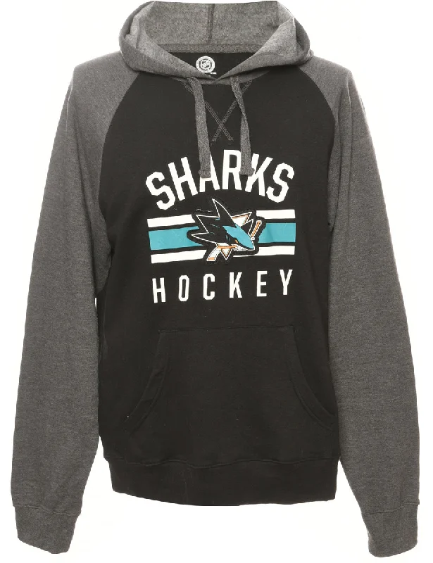 Ice Hockey Black Hooded Sports Sweatshirt - M