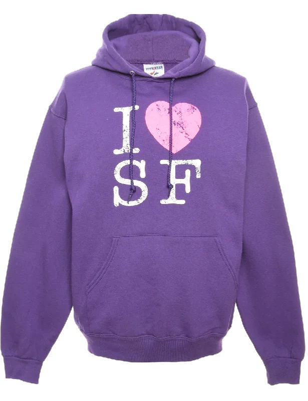 Purple Jerzees Printed Hoodie - M