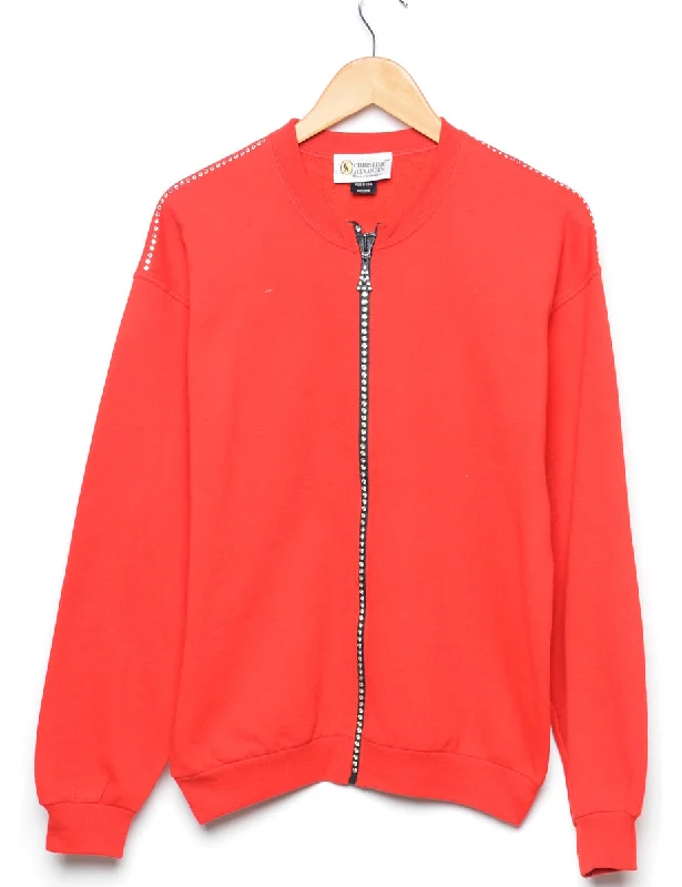 Zip Front Studded Track Top - M