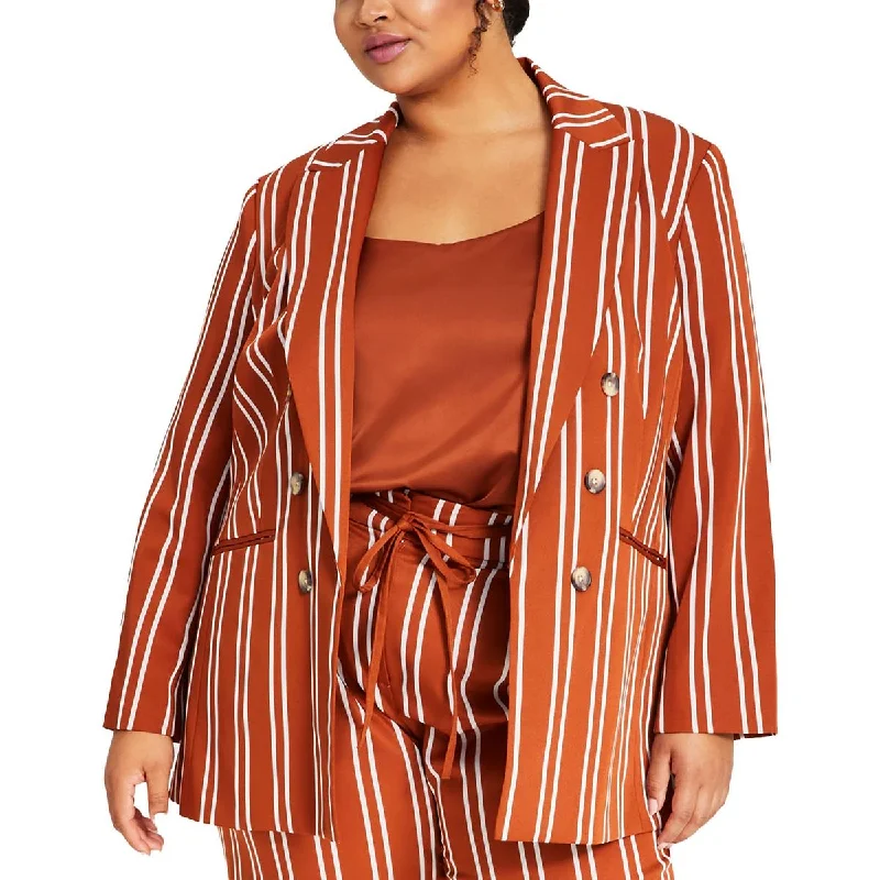 Bar III Womens Plus Striped Suit Separate Double-Breasted Blazer