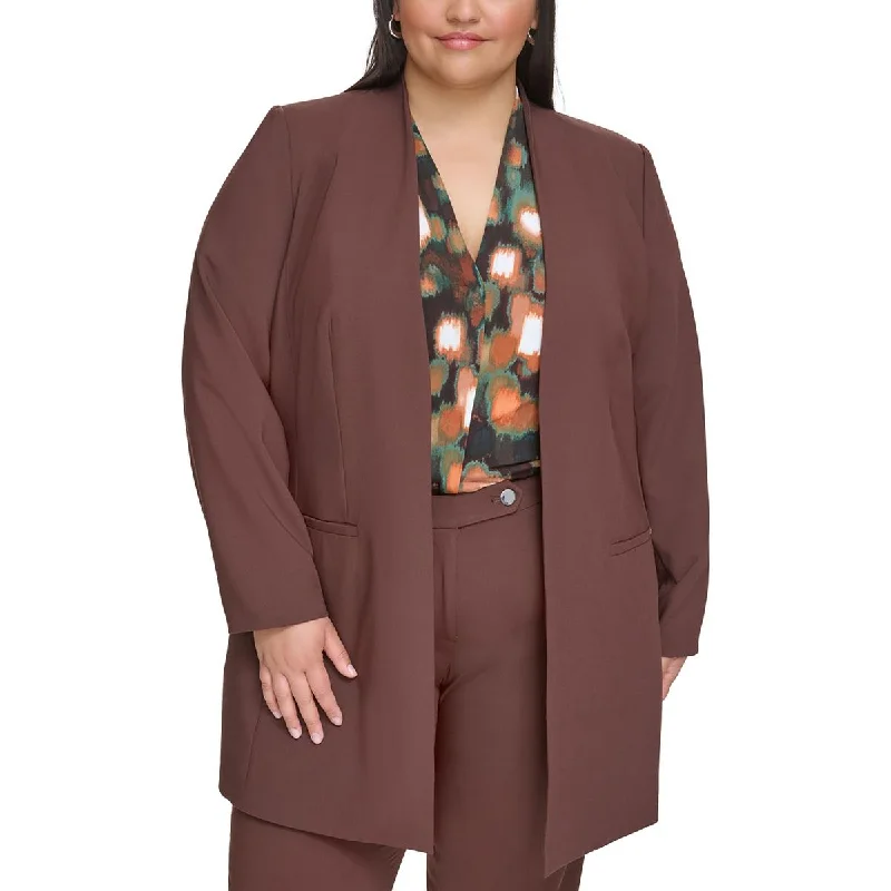 Calvin Klein Womens Plus Suit Separate Office Open-Front Blazer