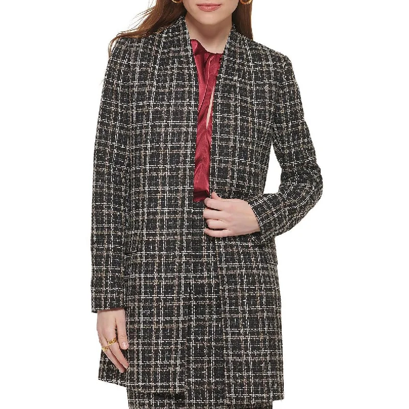 Calvin Klein Womens Tweed Topper Open-Front Blazer