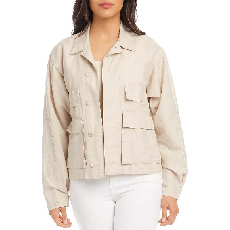 Karen Kane Womens Linen Blend Cargo Jacket