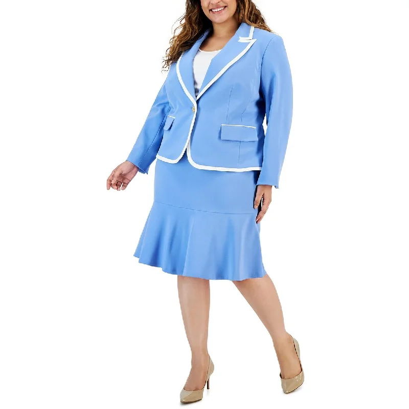 Le Suit Womens Plus Crepe One-Button Blazer