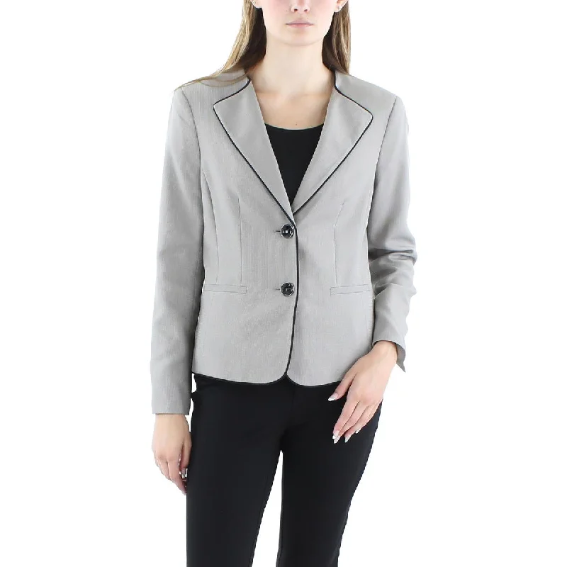 Le Suit Womens Woven Long Sleeves Two-Button Blazer