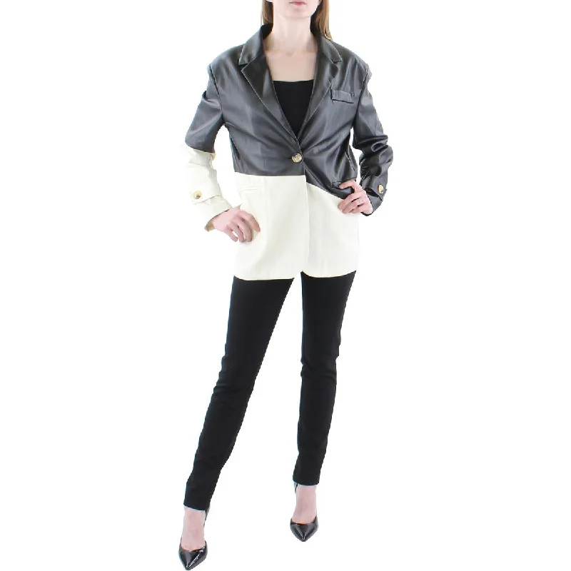 Madonna & Co. Womens Colorblock Special Occasion One-Button Blazer