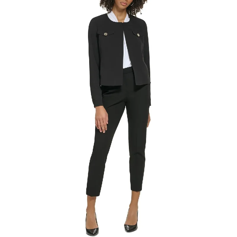 Tommy Hilfiger Womens Collarless Dressy Open-Front Blazer