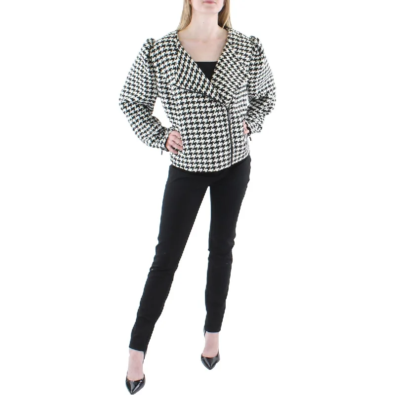 Vince Camuto Womens Plus Houndstooth Professional Collarless Blazer