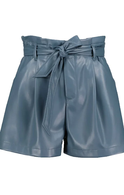 Caitlin Vegan Leather Short In Cascade Blue