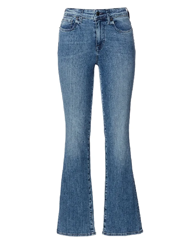 Mid Rise Bootcut Queen Women's Jeans in Whiskered and Sanded Blue - BL15831