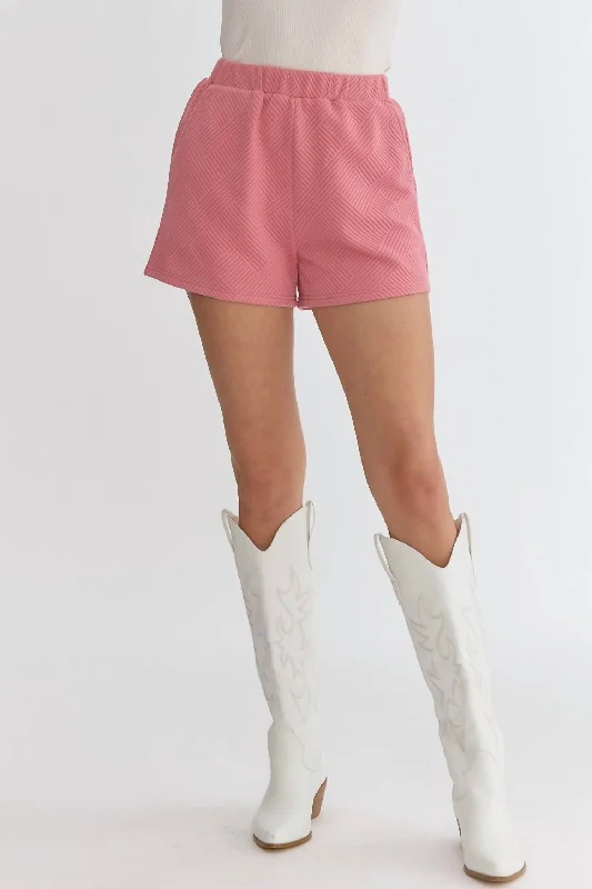 Textured Shorts In Coral Pink