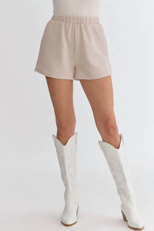 Textured Shorts In Light Taupe