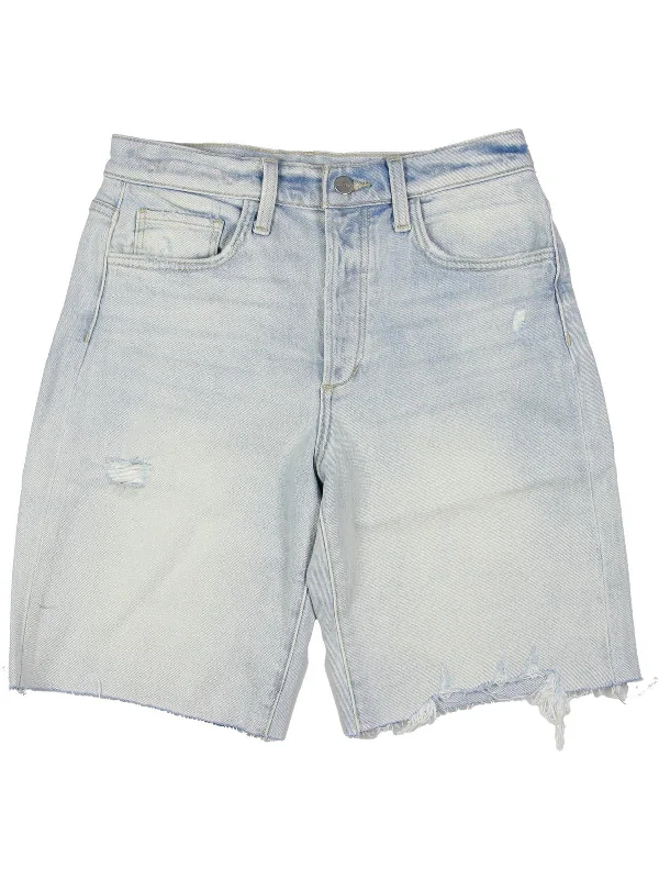 Womens High Rise Midi Denim Shorts