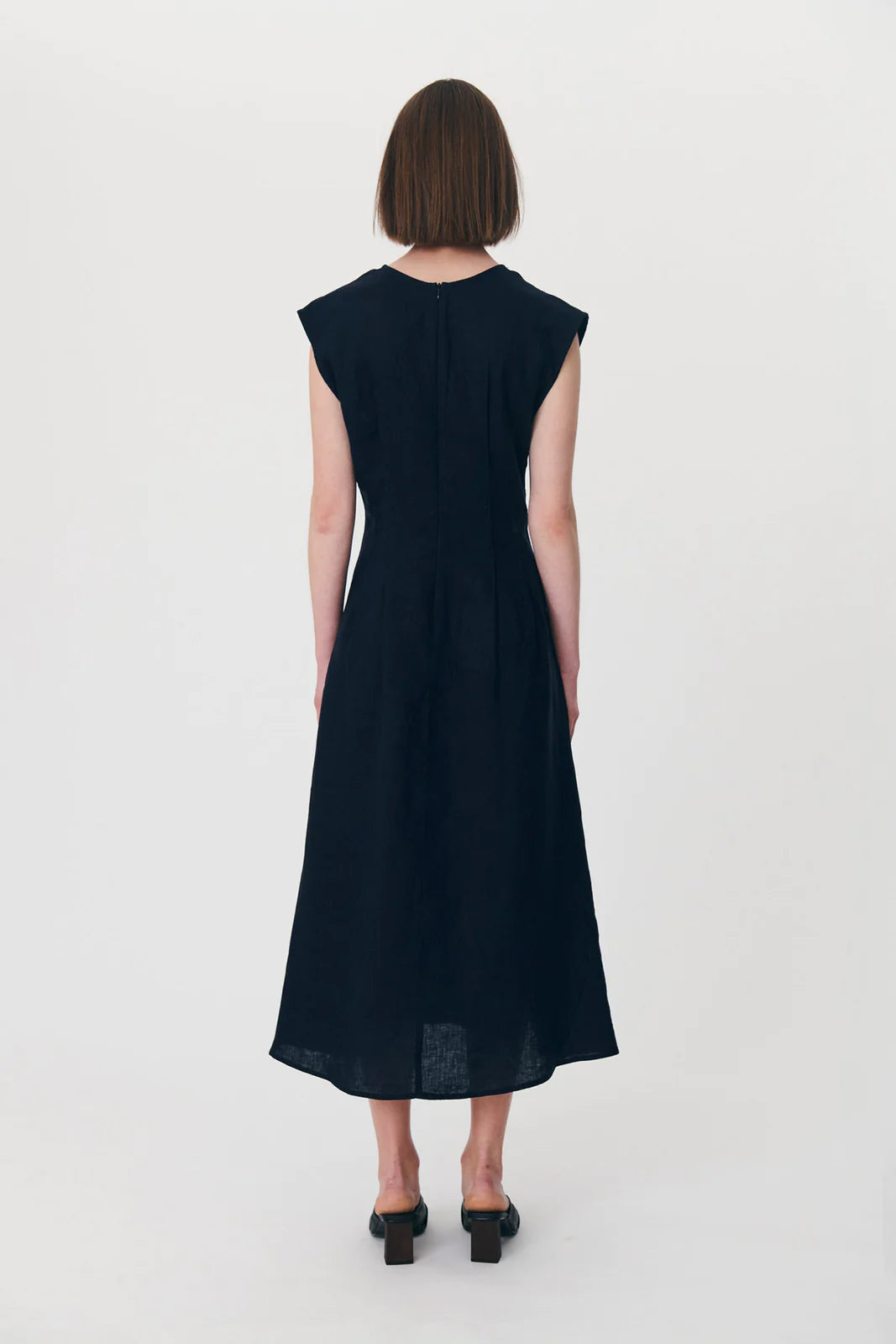 Anica Linen Midi Dress - Ink