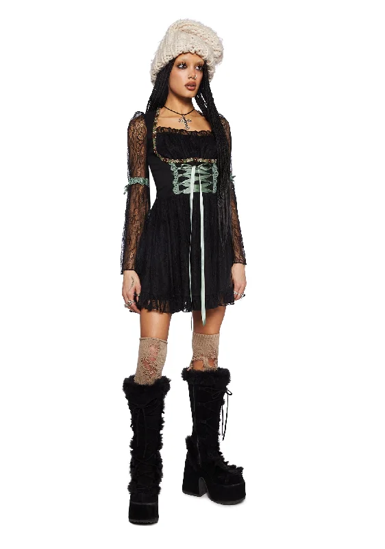 Myths N' Legends Mini Dress - Black Lace