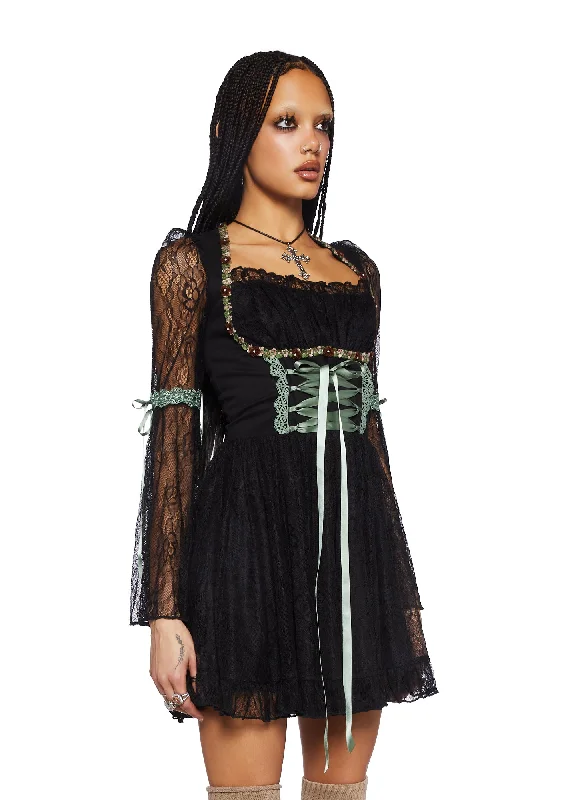 Myths N' Legends Mini Dress - Black Lace