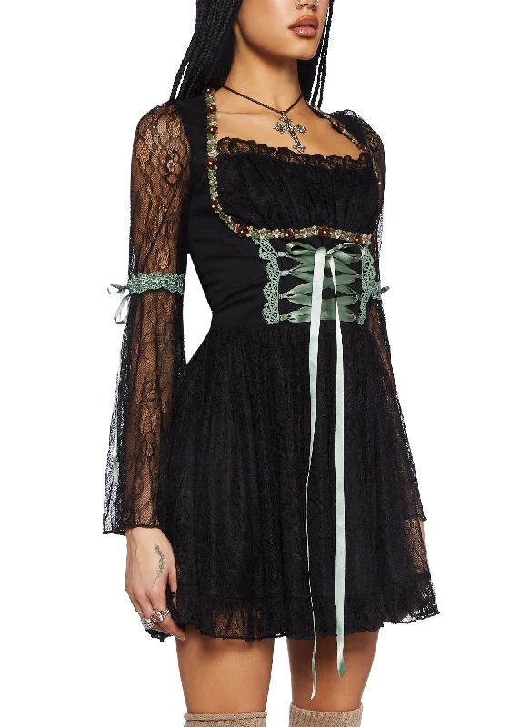 Myths N' Legends Mini Dress - Black Lace