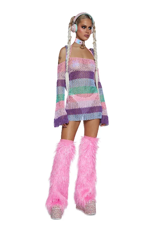 Funday Vibes Crochet Mini Dress - Pastel