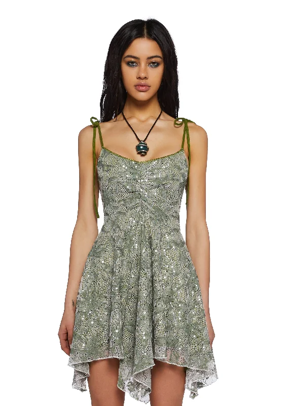 Keep Shining Mini Dress - Green Sparkle