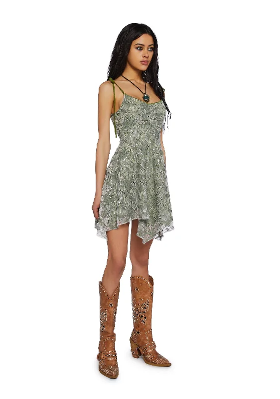 Keep Shining Mini Dress - Green Sparkle