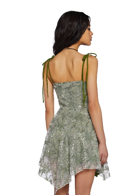 Keep Shining Mini Dress - Green Sparkle