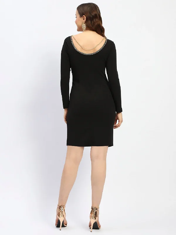 Madame Shoulder Cutout Mini Black Dress