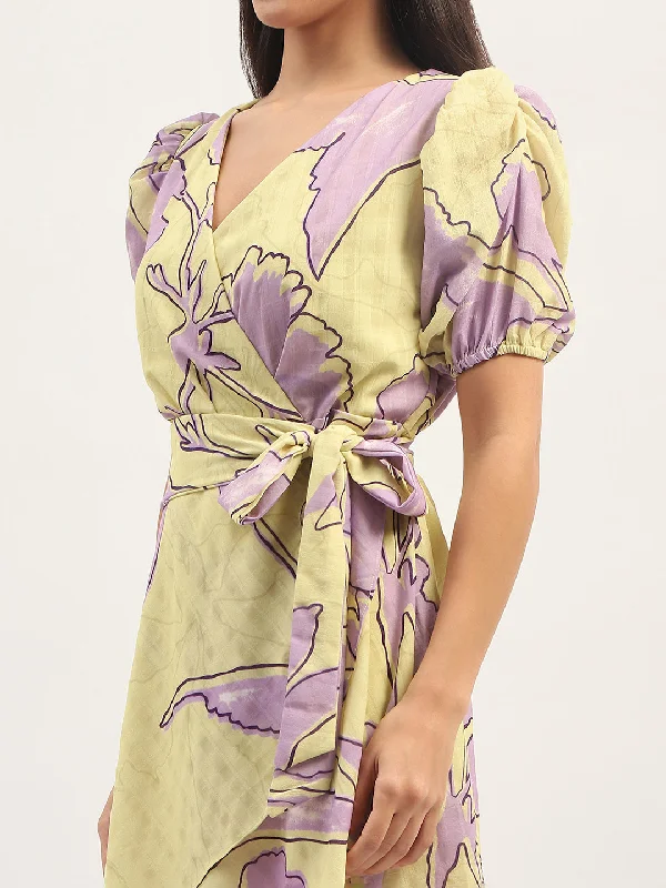 Madame Shanaya Kapoor Floral Print Mini Wrap Dress