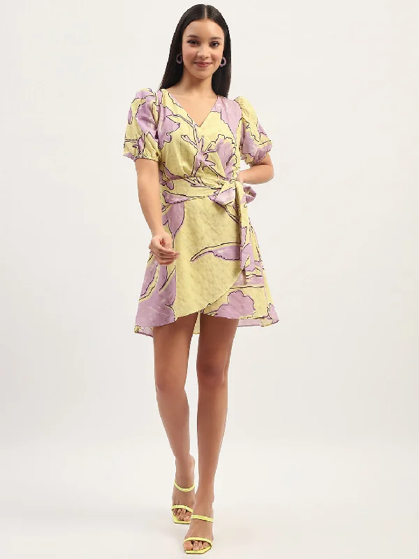 Madame Shanaya Kapoor Floral Print Mini Wrap Dress