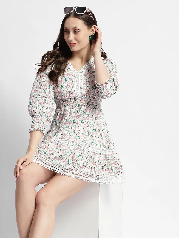 Madame Ditsy Floral Print V-Neck Mini Dress