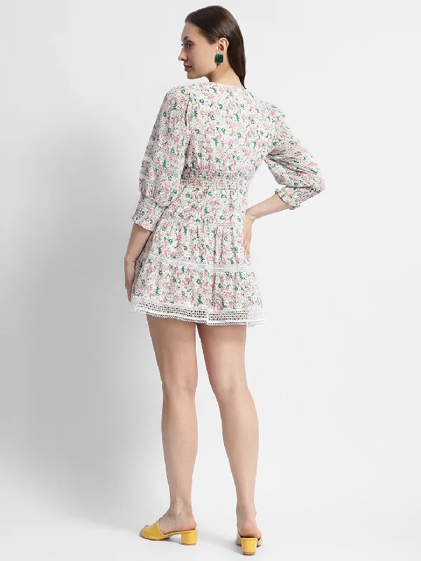 Madame Ditsy Floral Print V-Neck Mini Dress