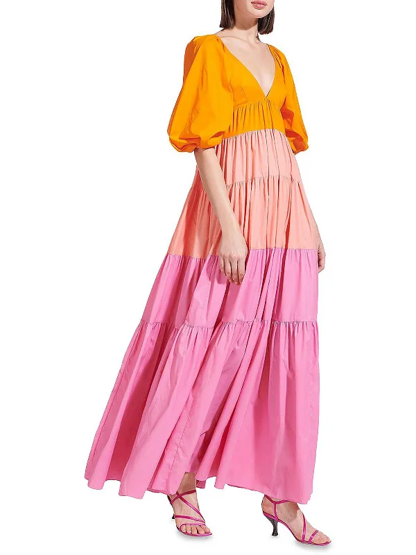 Meadow Womens Tiered Long Maxi Dress