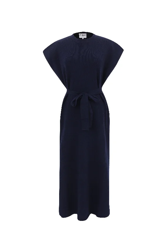 Navy Knit Midi Dress