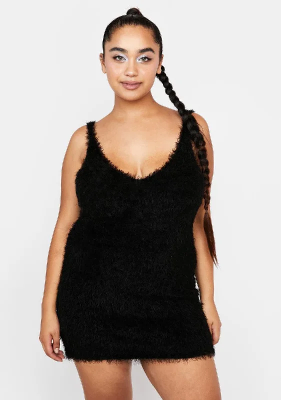 Plus Down Tonight Fuzzy Mini Dress