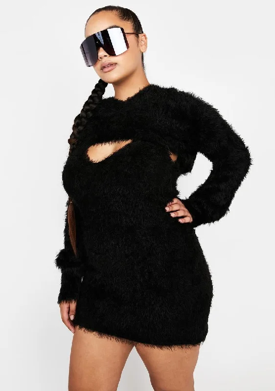 Plus Down Tonight Fuzzy Mini Dress