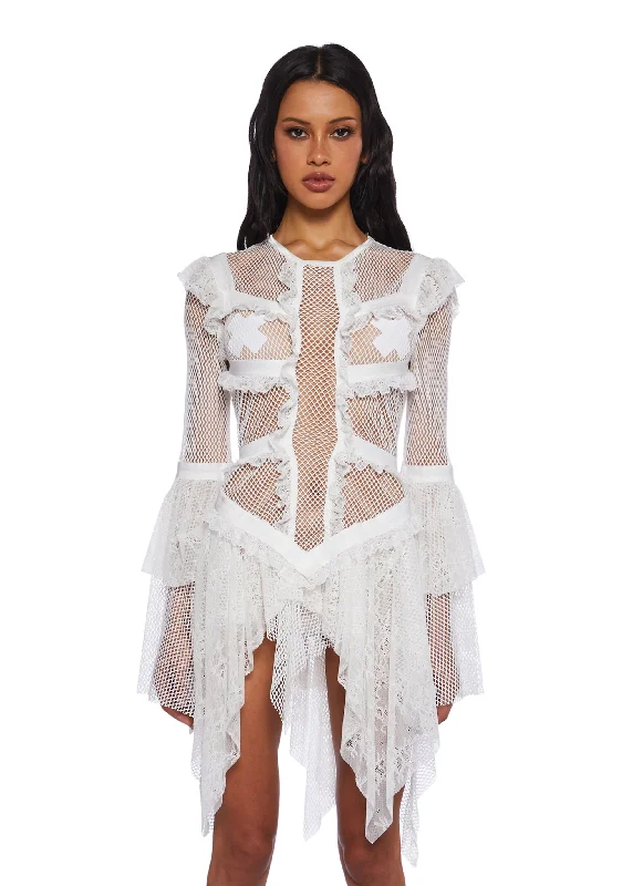 Saints & Sinners Fishnet Mini Dress - White