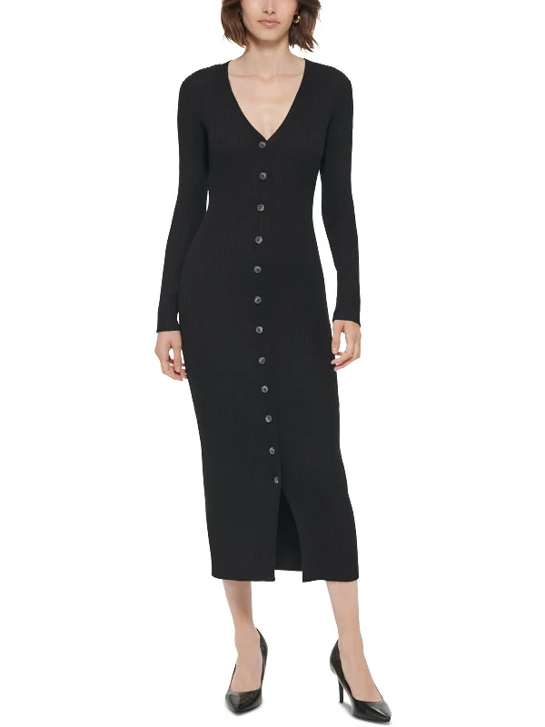 Womens V-Neck Maxi Sweaterdress