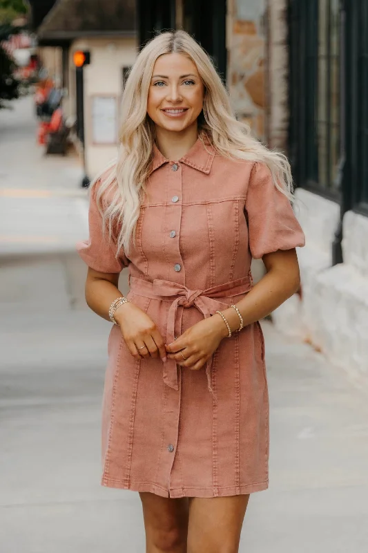 Tiana Button Down Washed Denim Dress