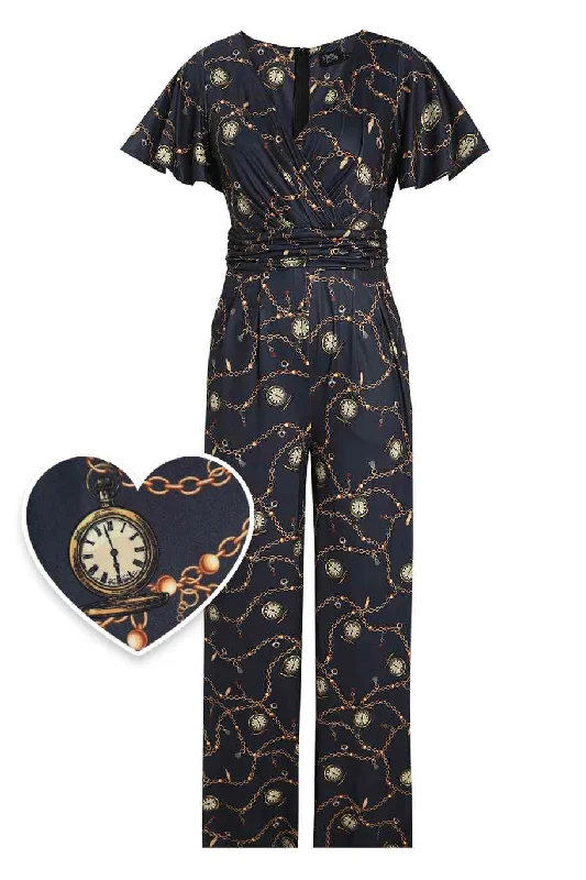 Esther Black Pocket Watch Jumpsuit