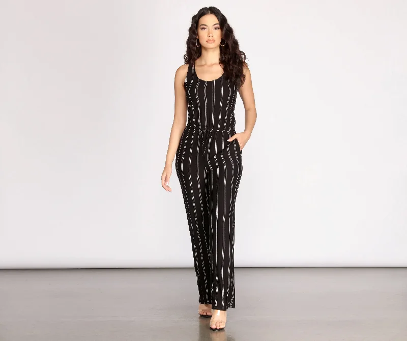 Stripe Decision Sleeveless Jumpsuit