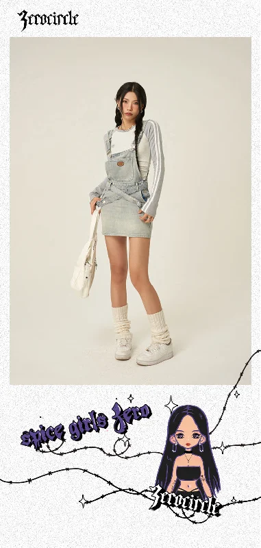 Abagail Denim Blue Short Strap Overall Jumpsuit Overall Skirt