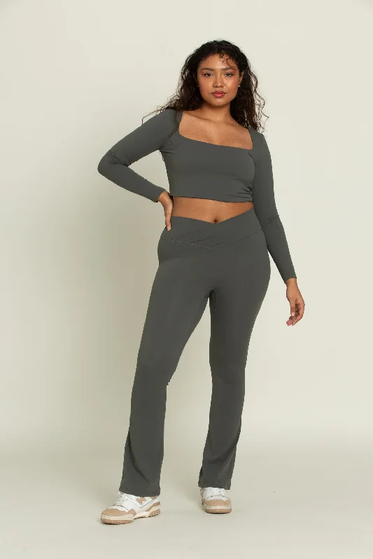 Dull Pine Flare Yoga Pants